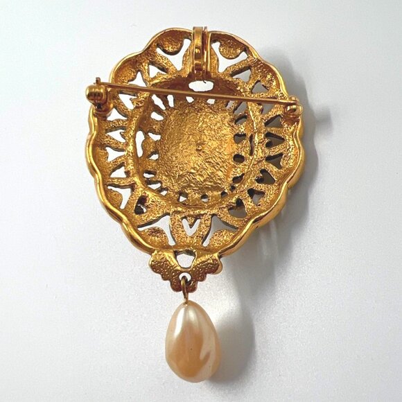 Pearl Gold Brooch Women Fashion Jewelry Dangle Drop - Picture 3 of 3